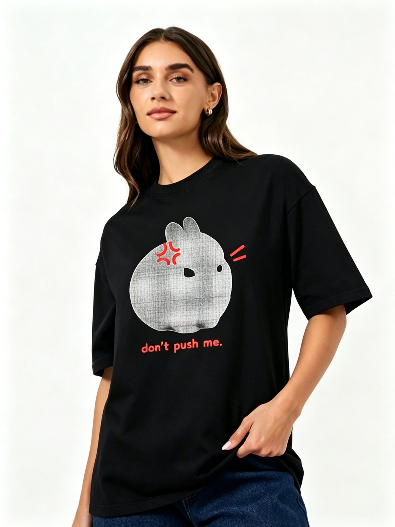 Black Printed Round Neck Regular T-Shirt