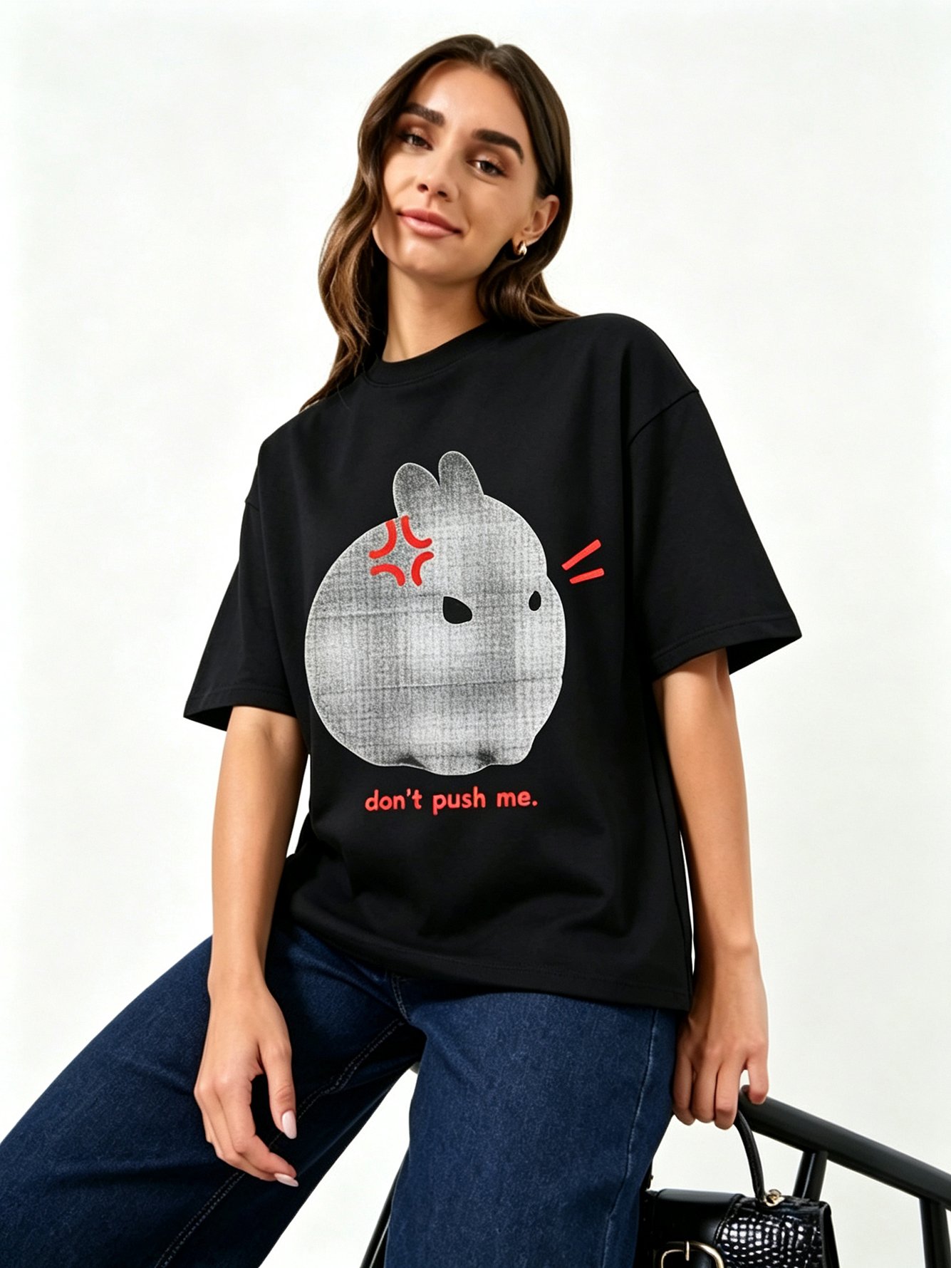 Black Printed Round Neck Regular T-Shirt
