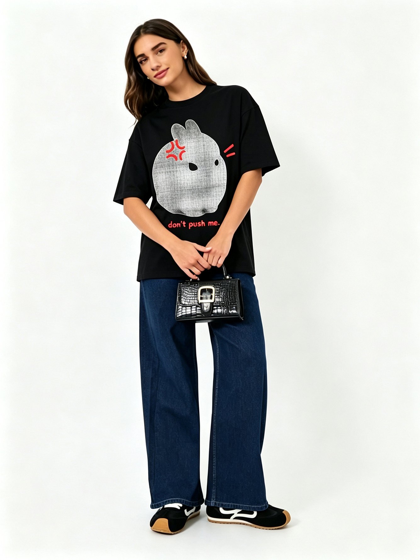Black Printed Round Neck Regular T-Shirt