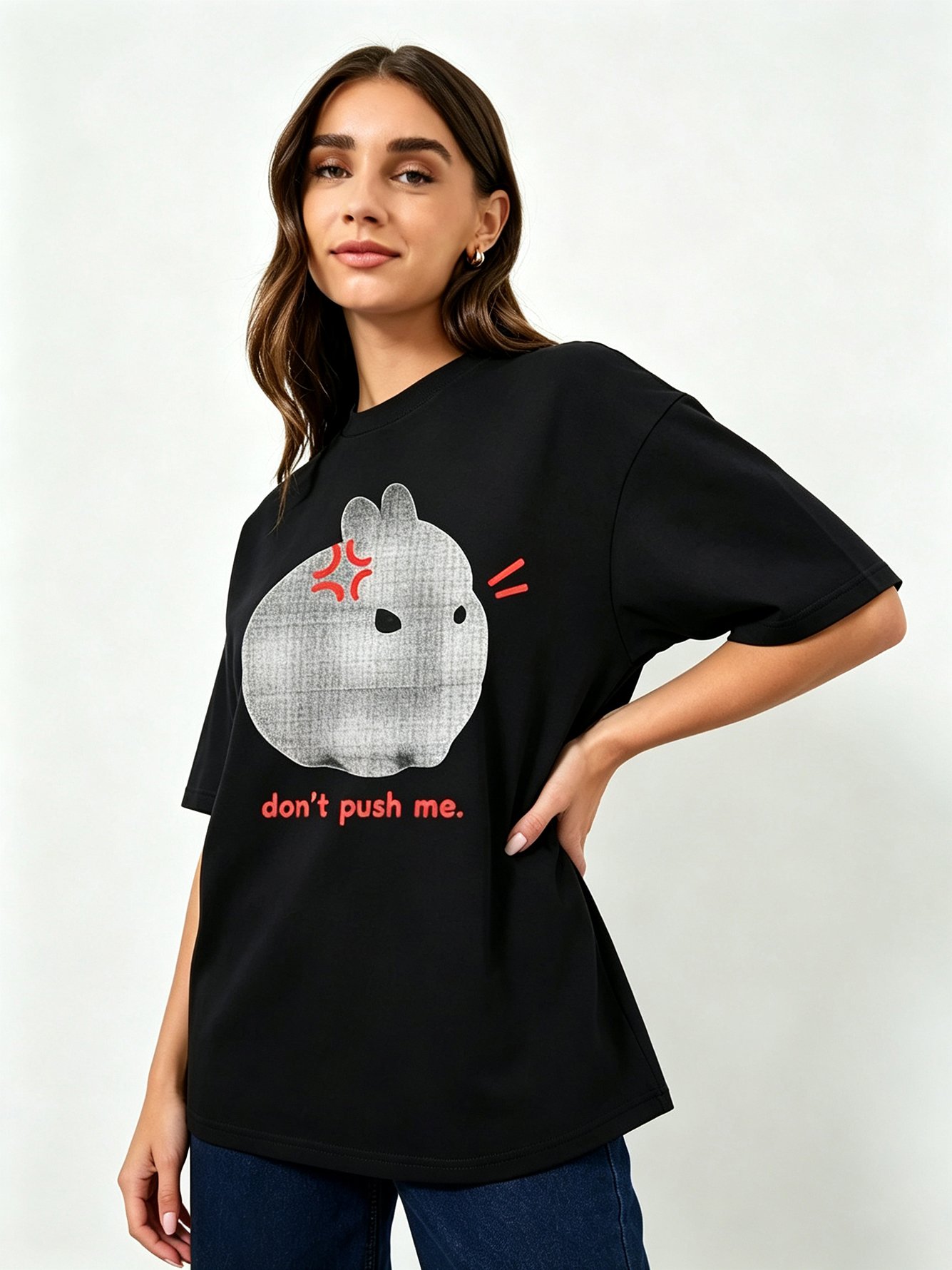 Black Printed Round Neck Regular T-Shirt