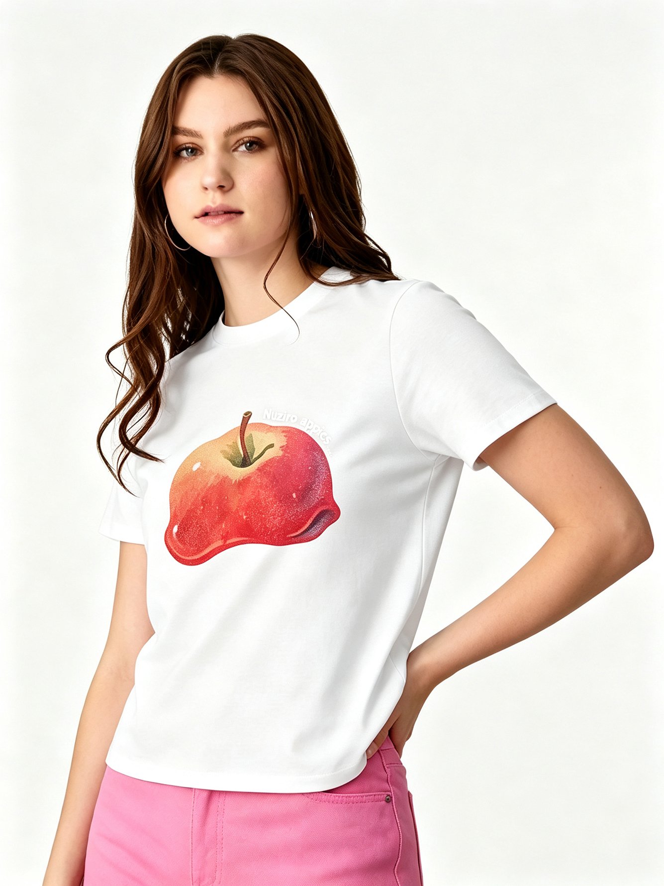 White Printed Round Neck Regular T-Shirt