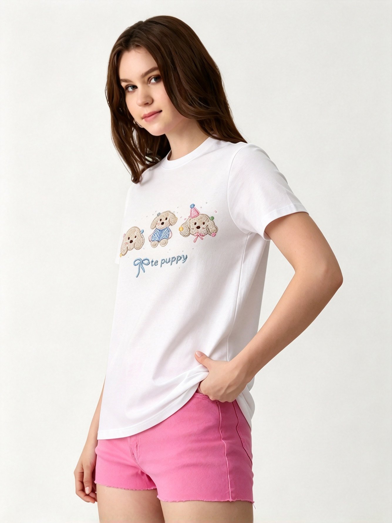 White Printed Round Neck Regular T-Shirt