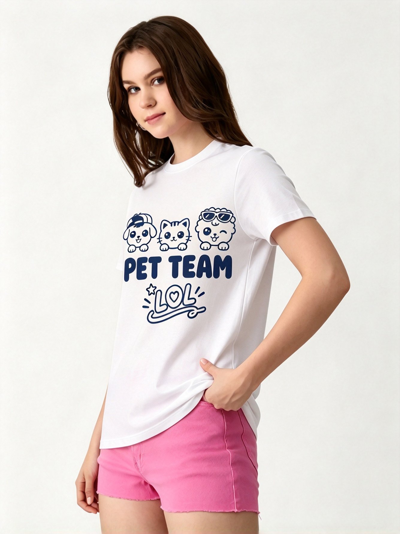 White Printed Round Neck Regular T-Shirt
