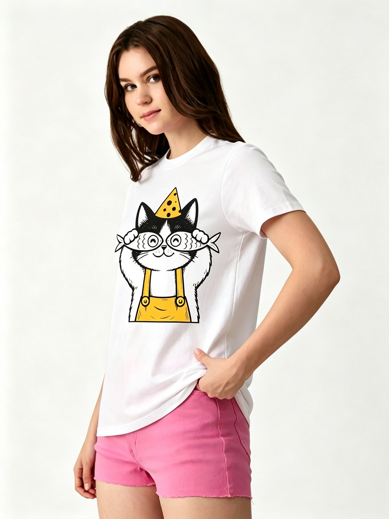 White Printed Round Neck Regular T-Shirt