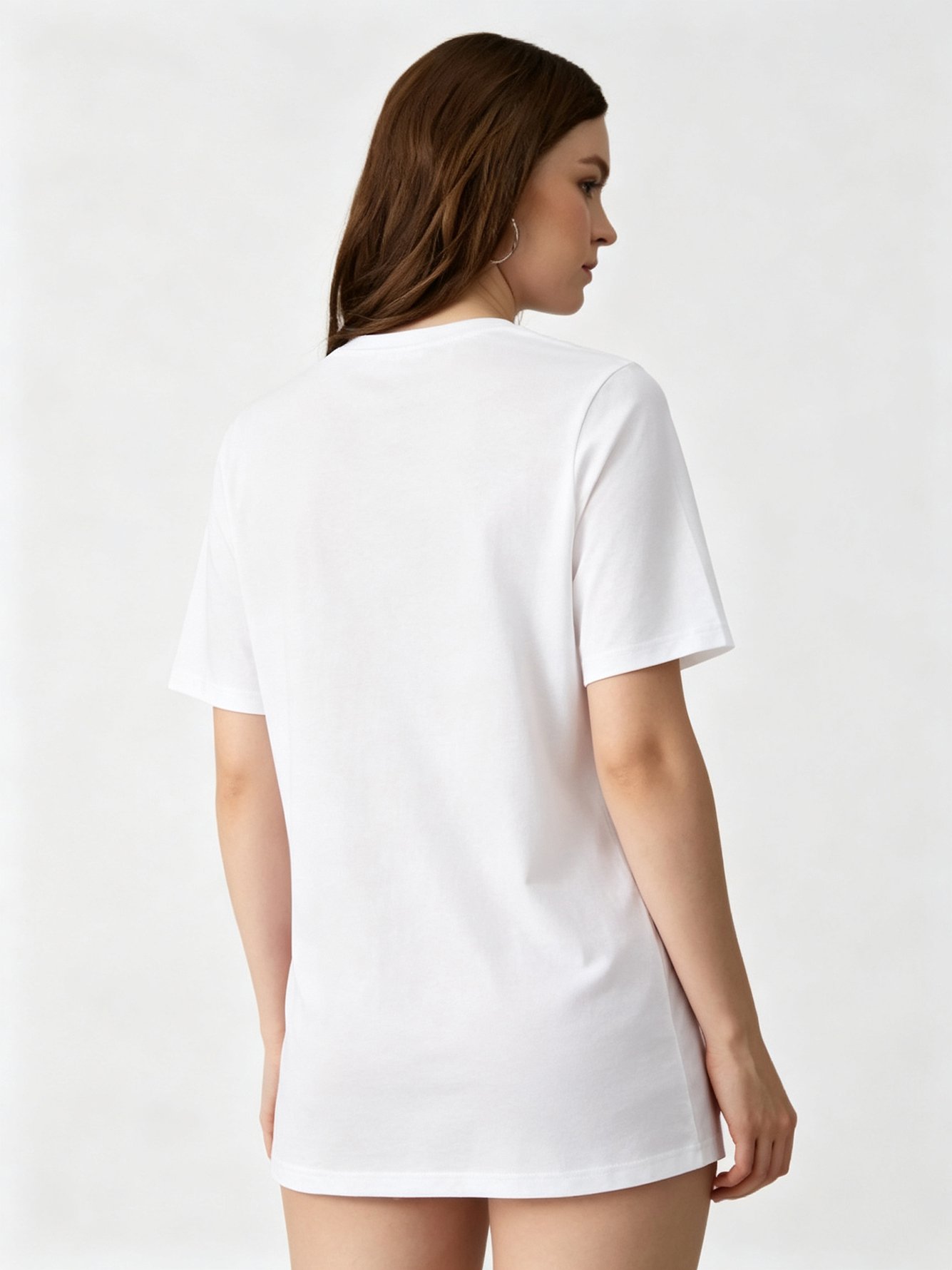 White Printed Round Neck Regular T-Shirt