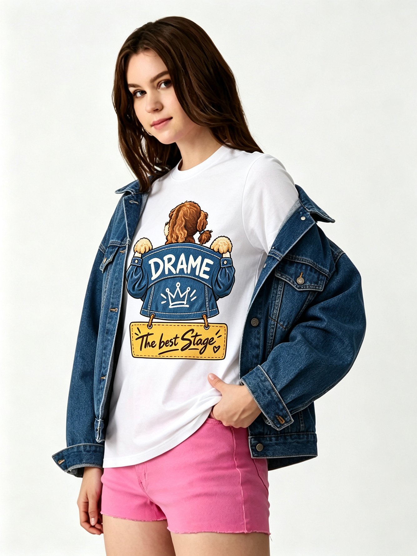 White Printed Round Neck Regular T-Shirt