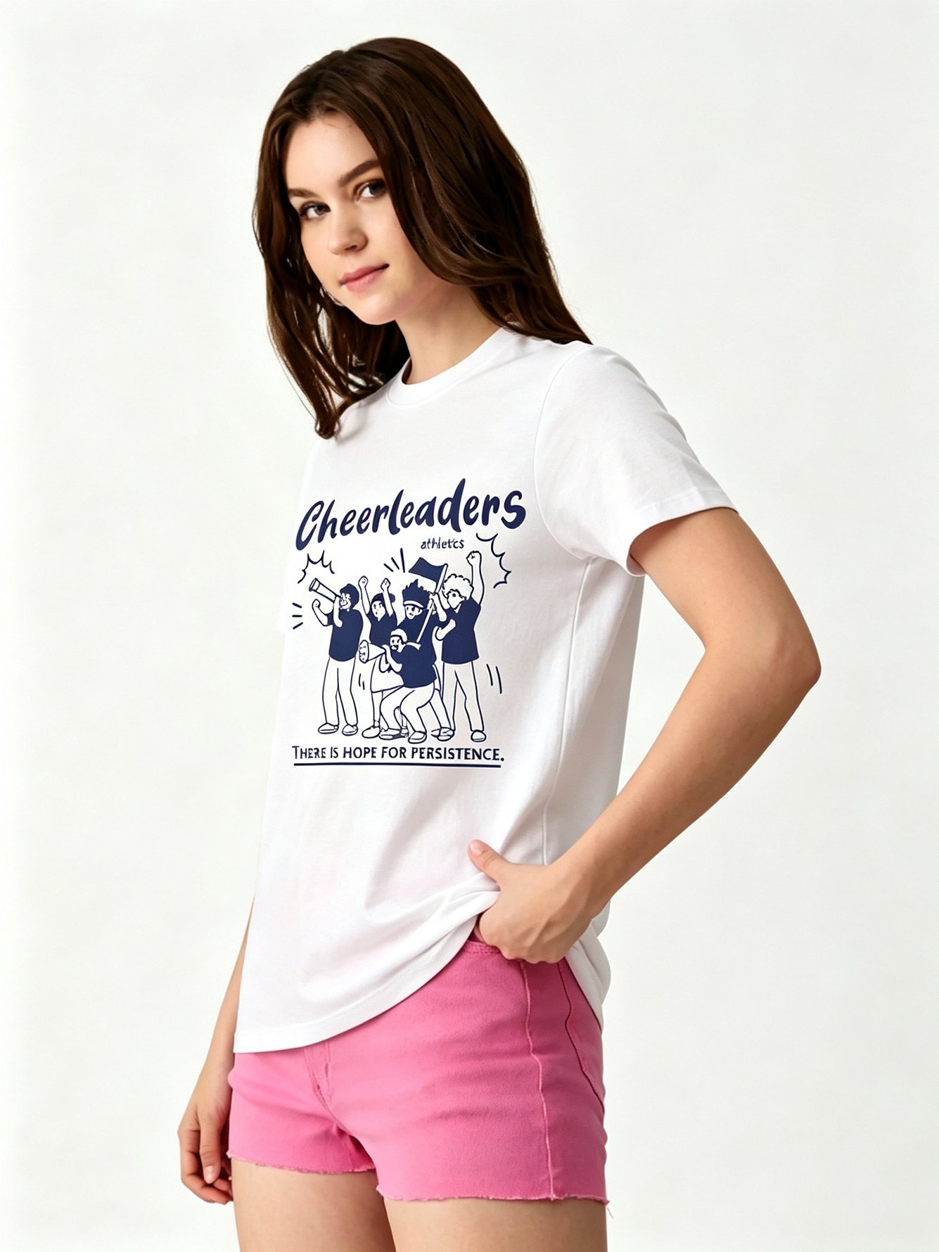 White Printed Round Neck Regular T-Shirt