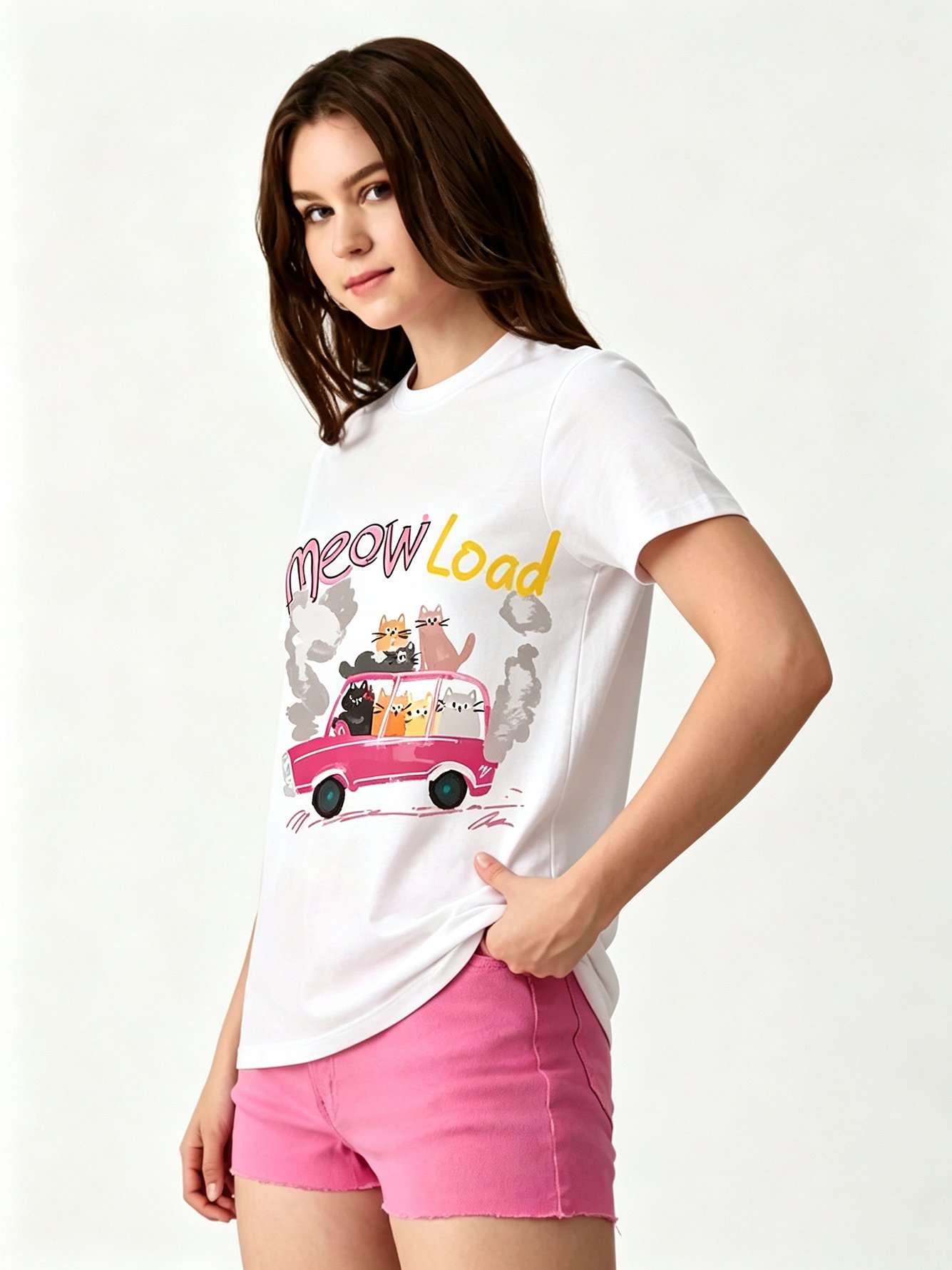 White Printed Round Neck Regular T-Shirt