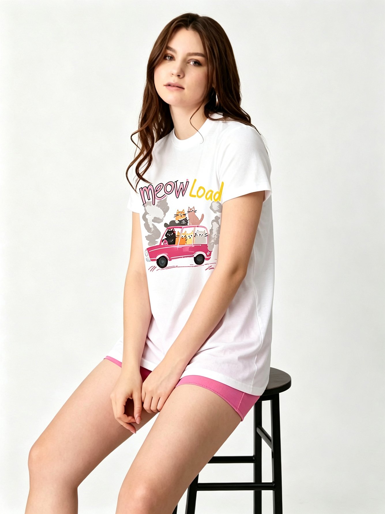 White Printed Round Neck Regular T-Shirt