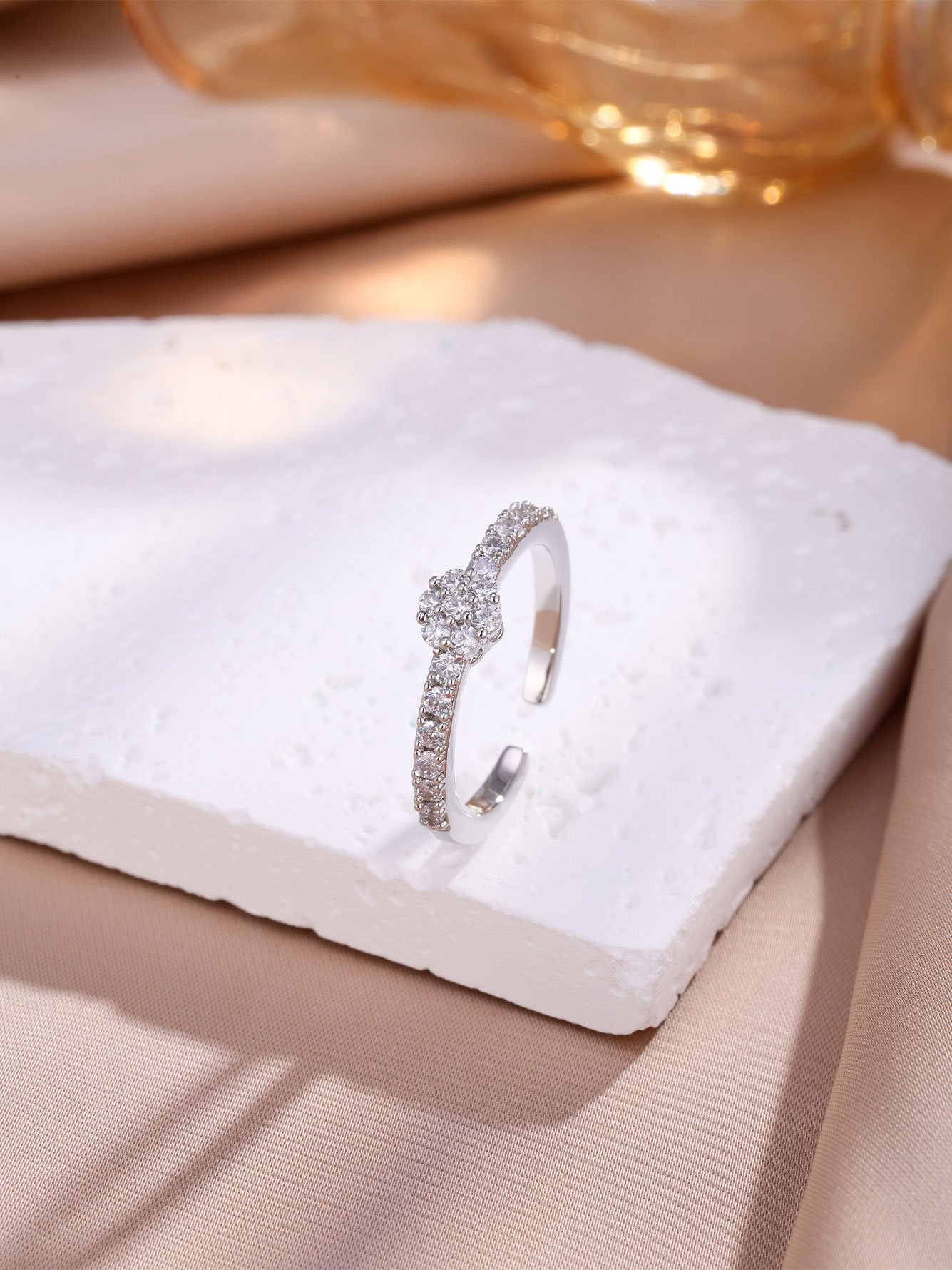 Set of 2 - Embellished Ring and Cuff Bracelet Jewelry Set