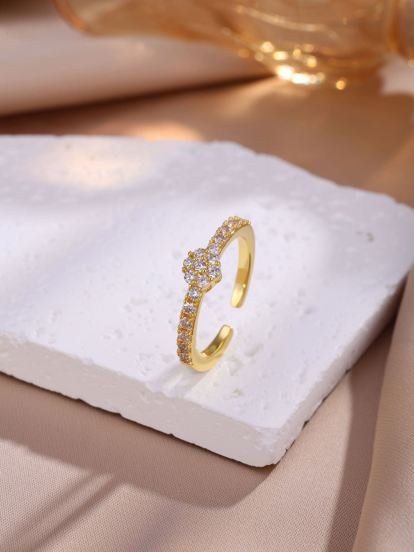 Set of 2 - Embellished Ring and Cuff Bracelet Jewelry Set