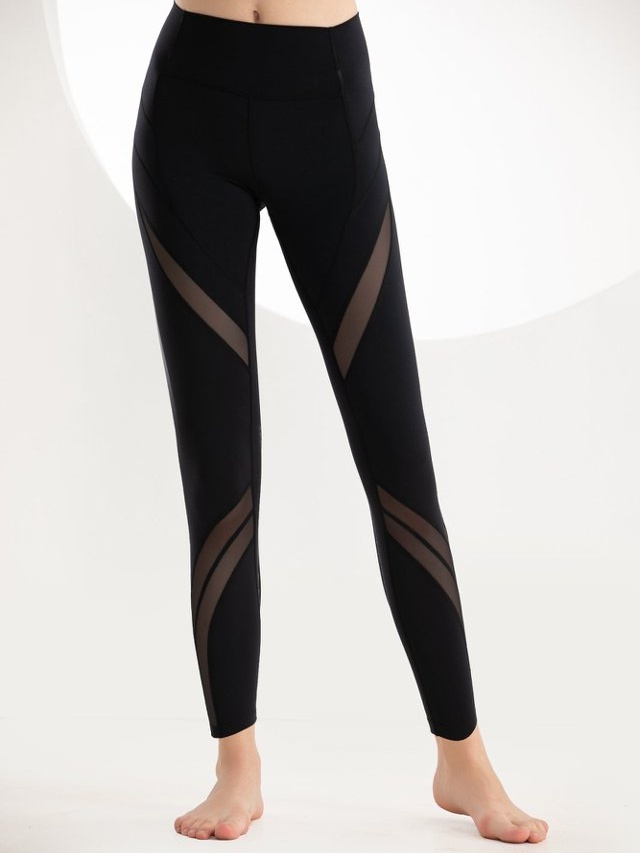 Black Mesh Panel Active Leggings