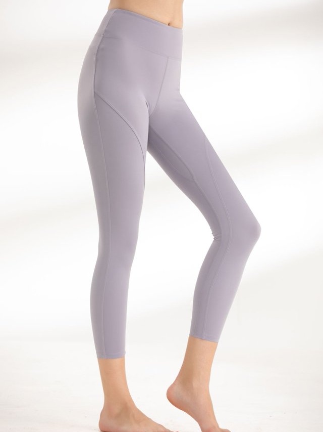 Purple Solid Activewear Leggings