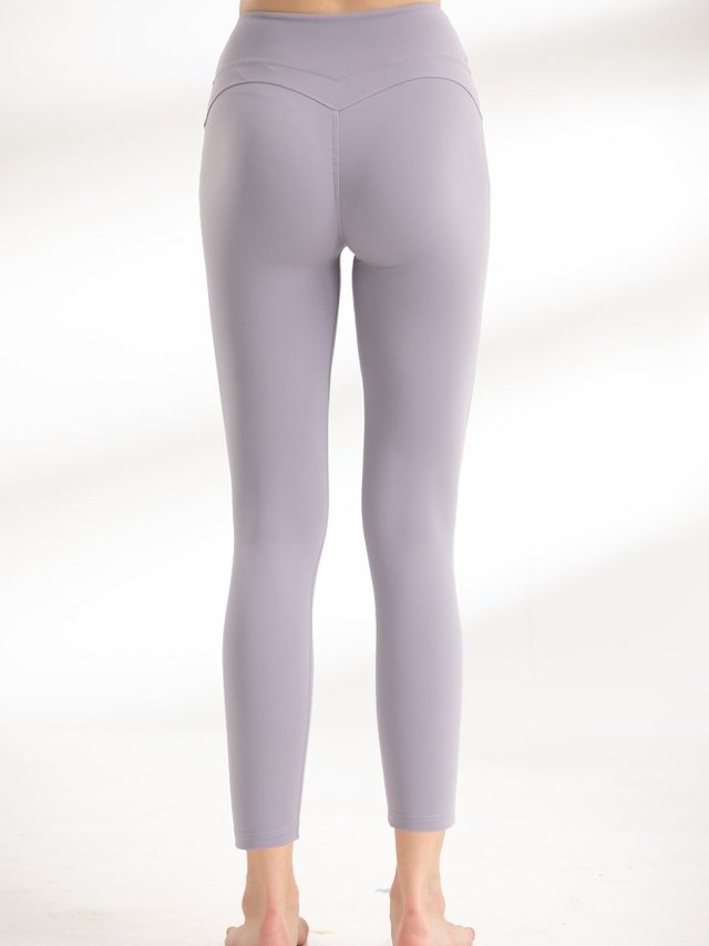 Purple Solid Activewear Leggings