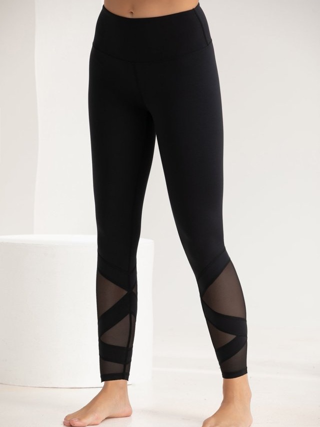 Black Mesh Panel Active Leggings