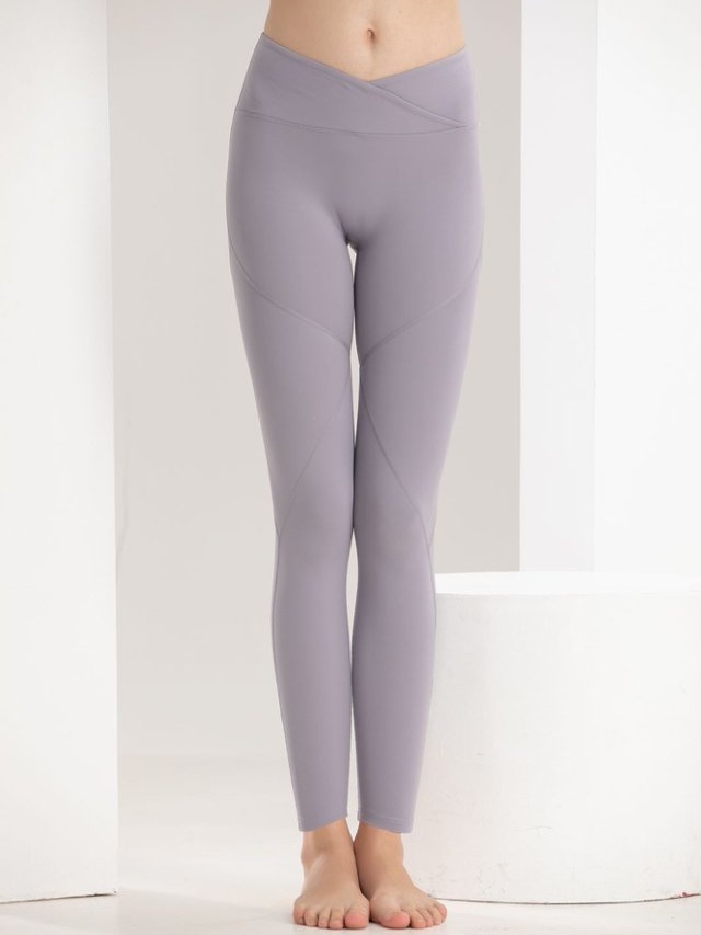 Purple Crossover Waist Activewear Leggings