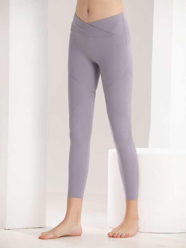 Purple Crossover Waist Activewear Leggings