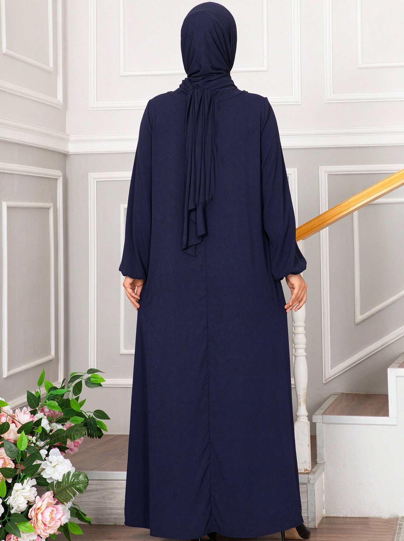 Navy Blue Solid Abaya