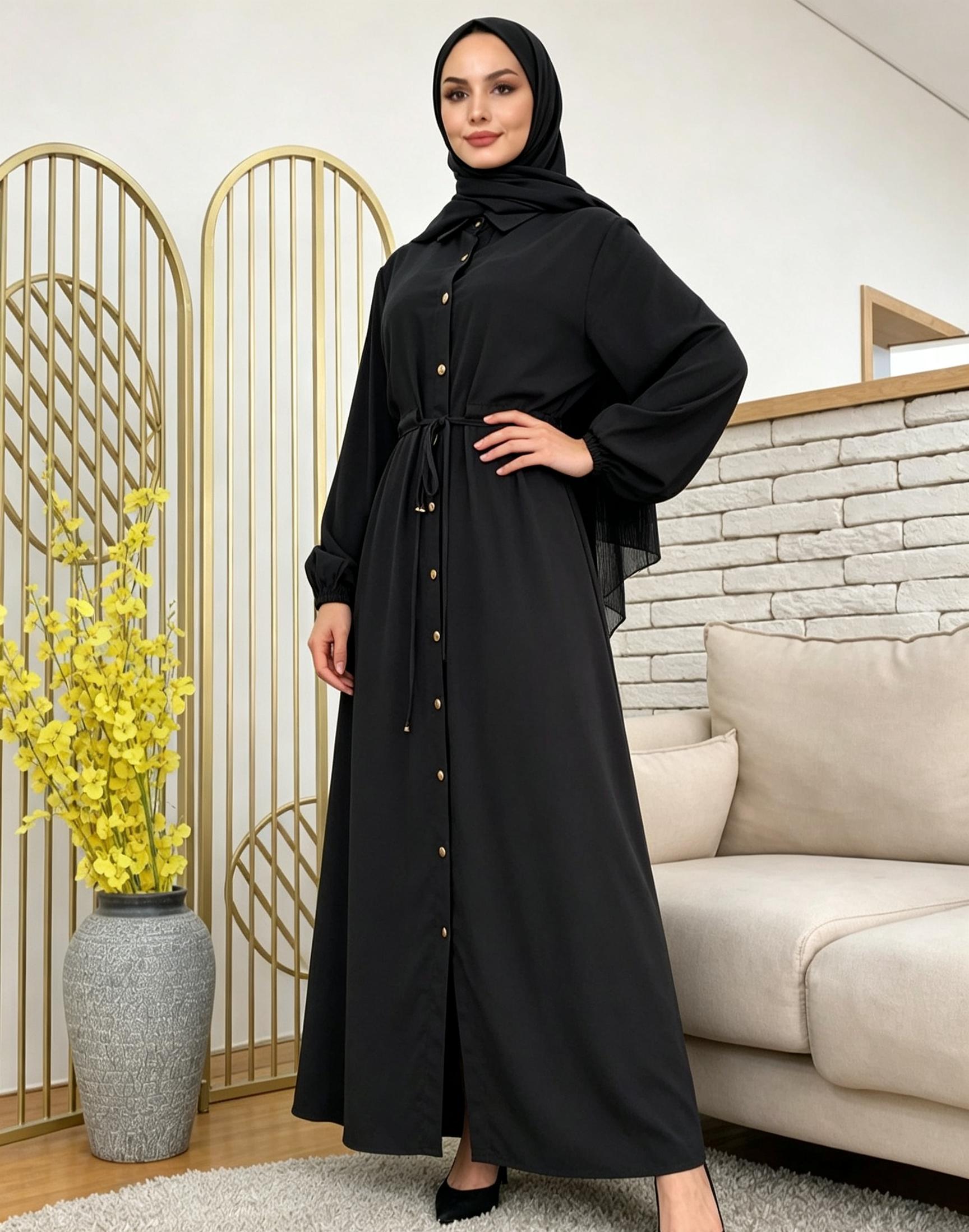Black Solid Abaya