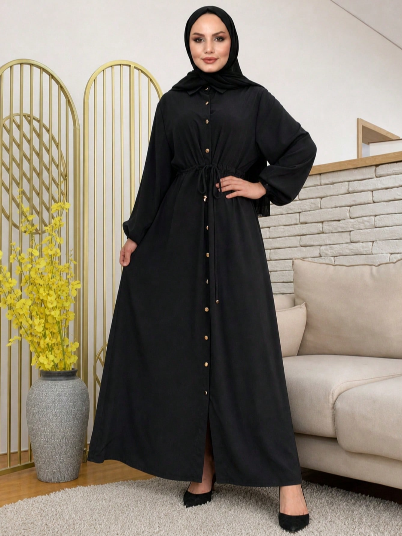 Black Solid Abaya