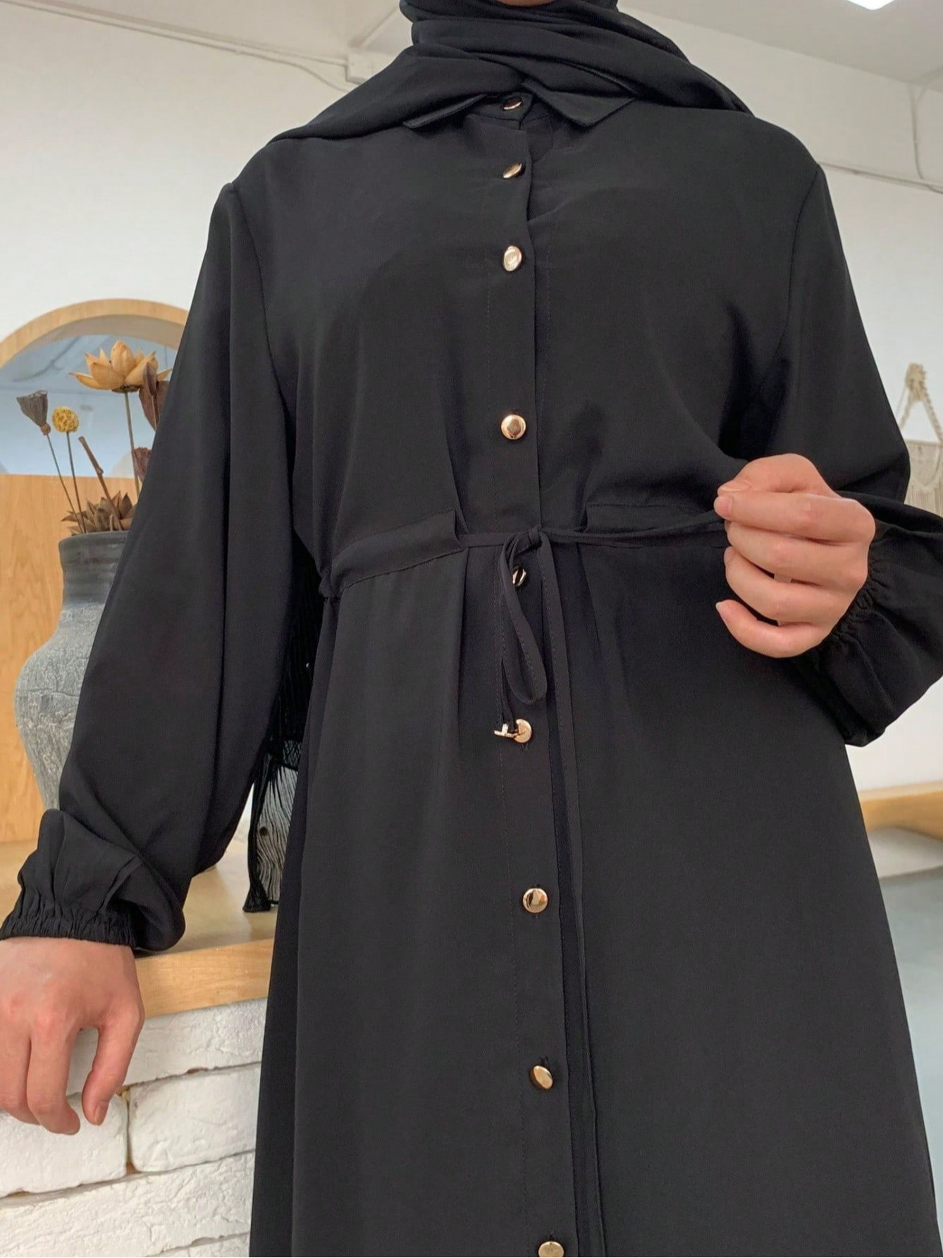 Black Solid Abaya