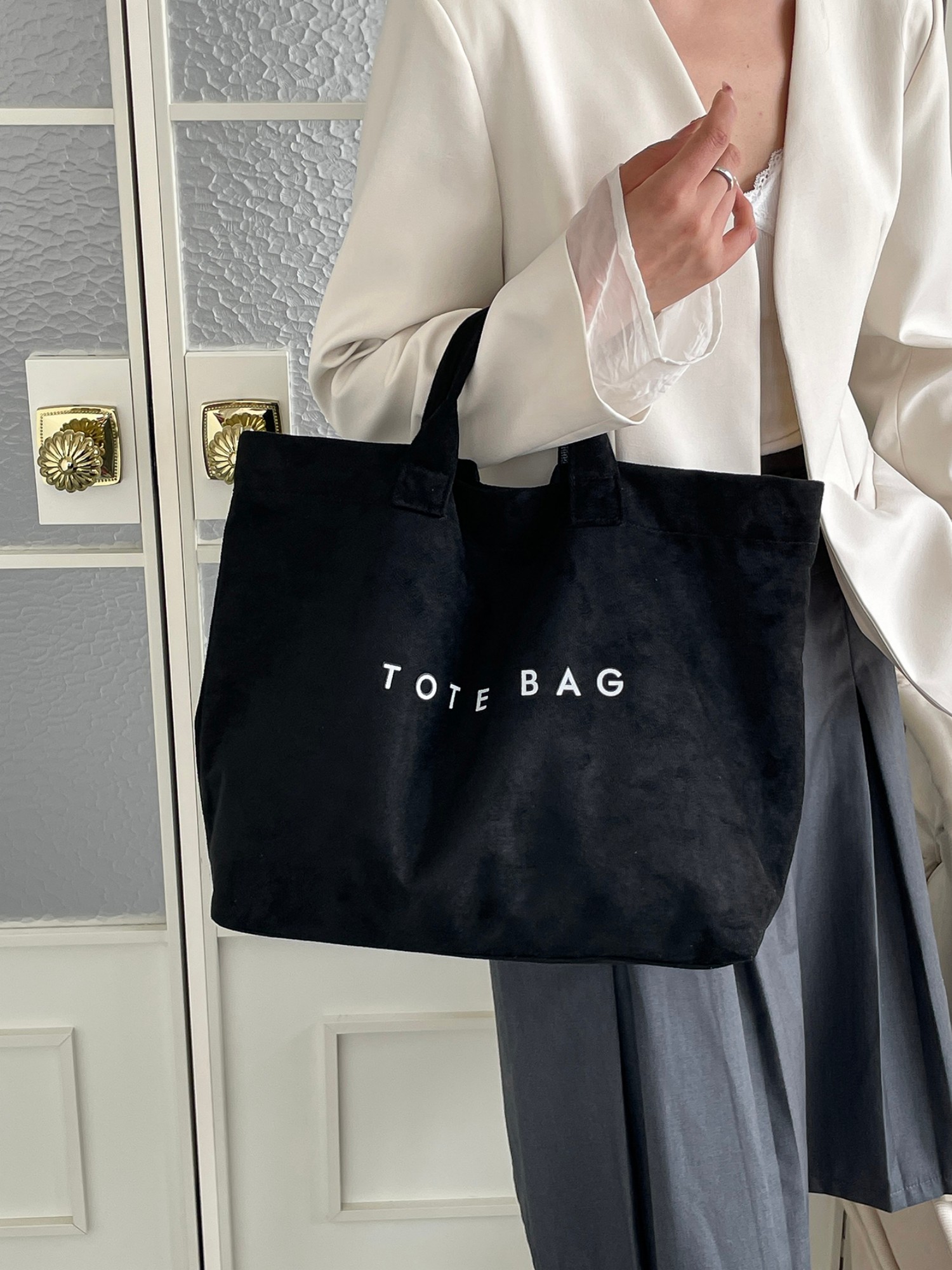 Black Slogan Tote