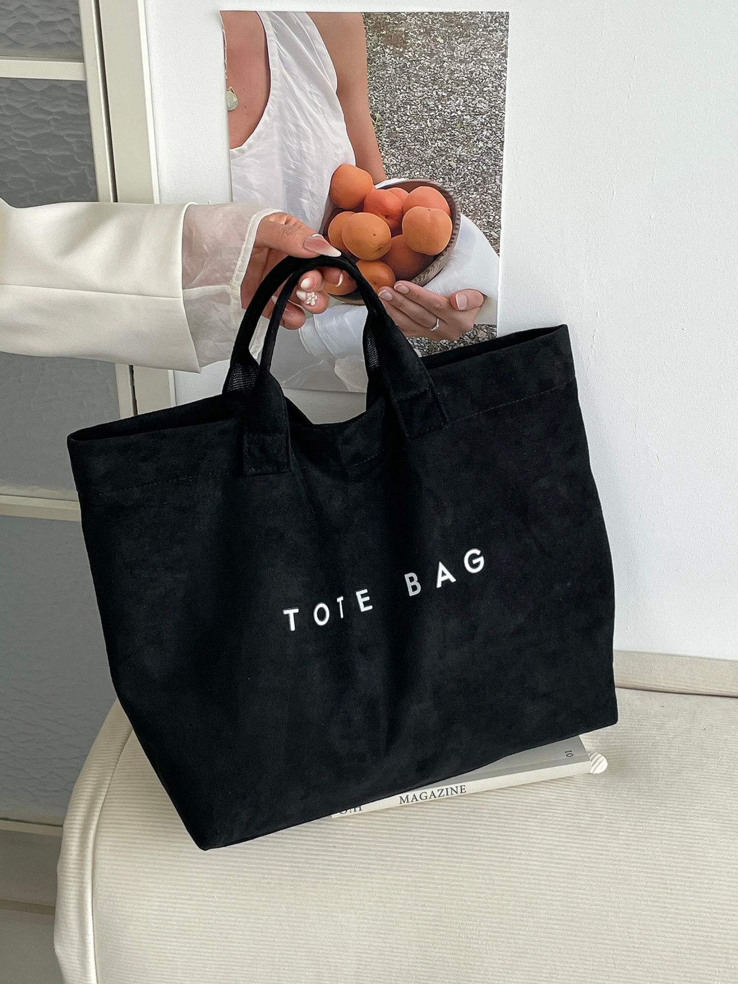 Black Slogan Tote