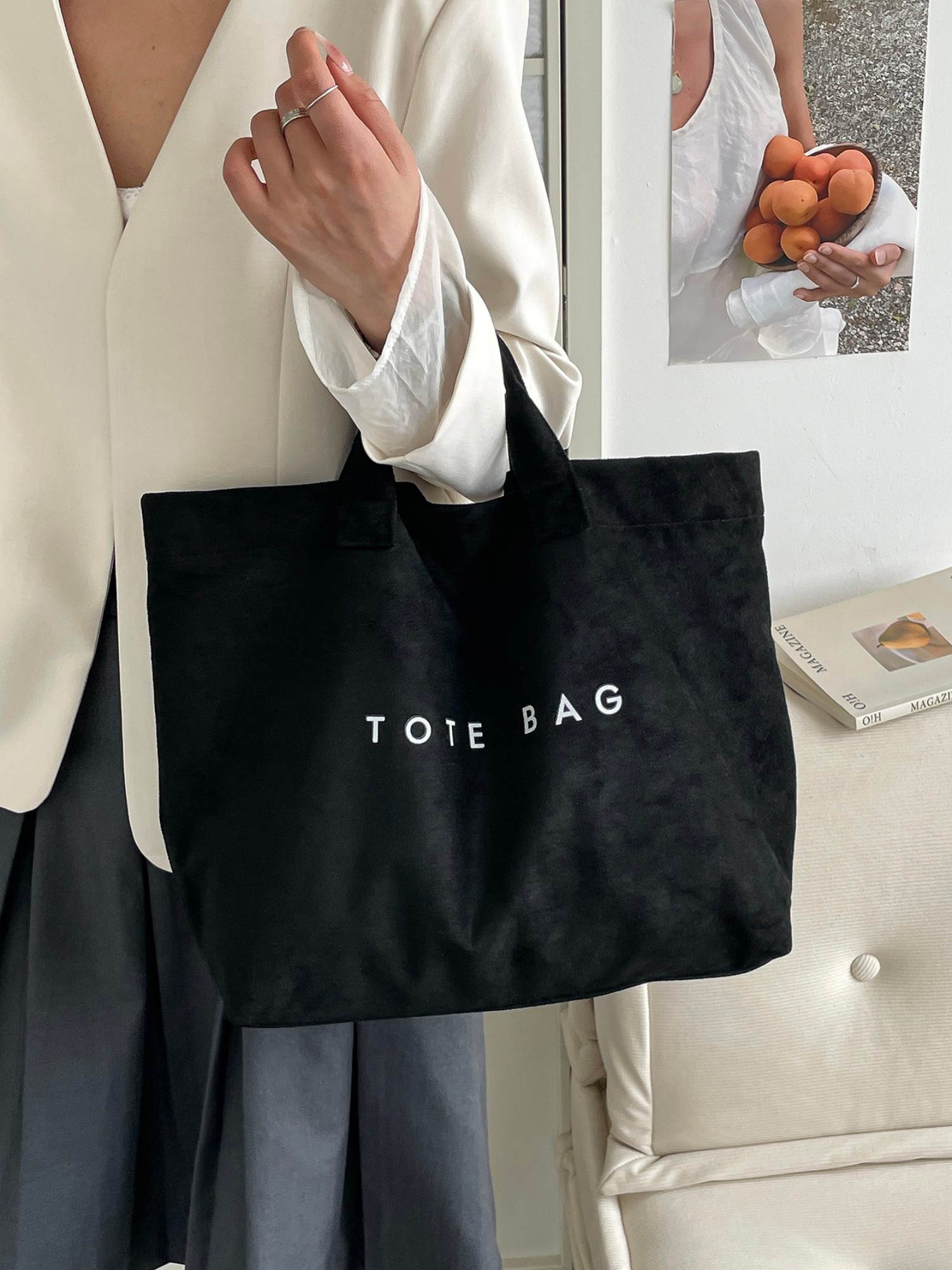 Black Slogan Tote