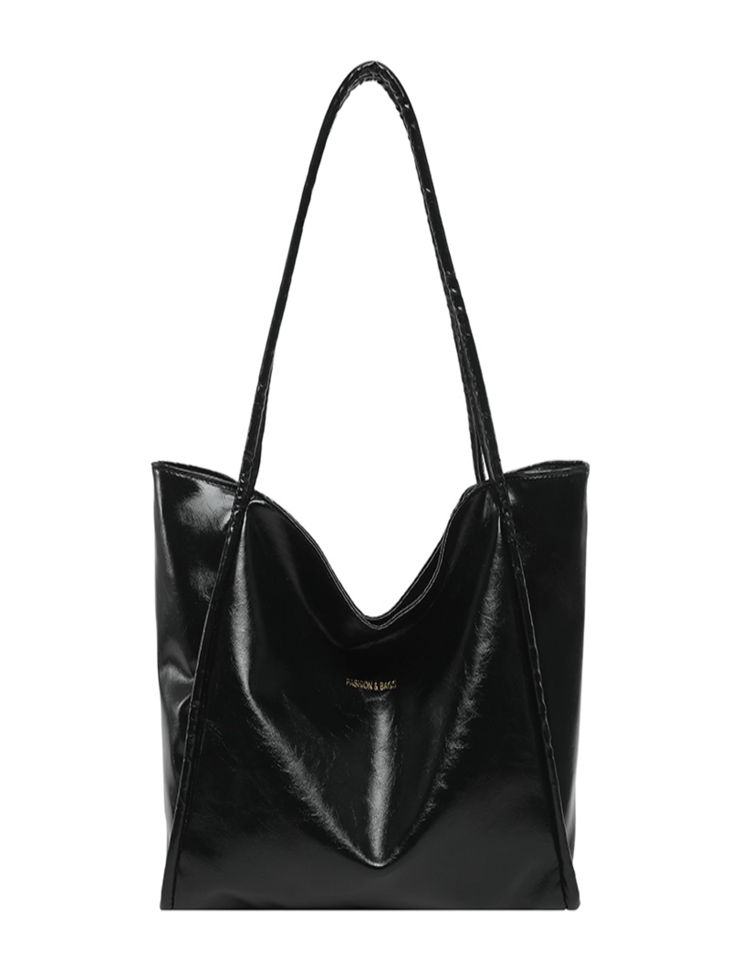 Black Solid Shoulder Bag with Zip