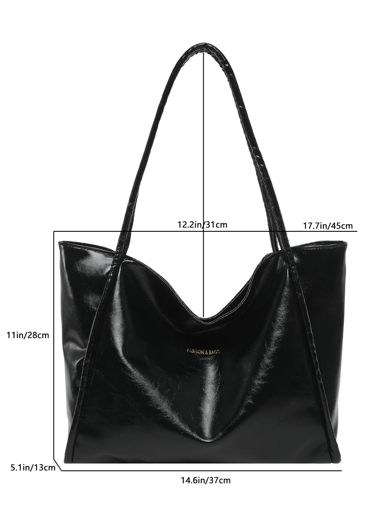 Black Solid Shoulder Bag with Zip