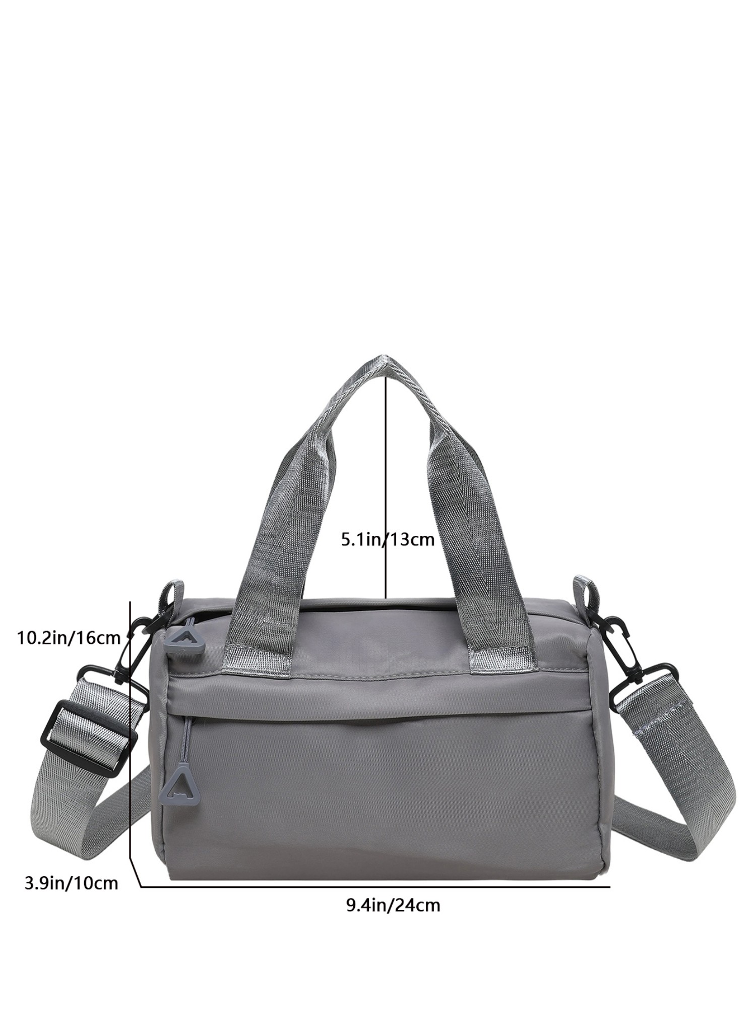 Grey Solid Shoulder Bag with Zip