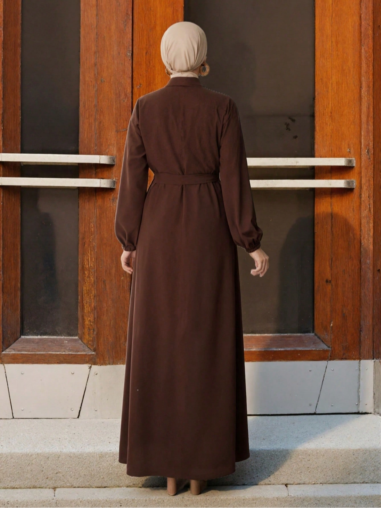 Brown Solid Abaya