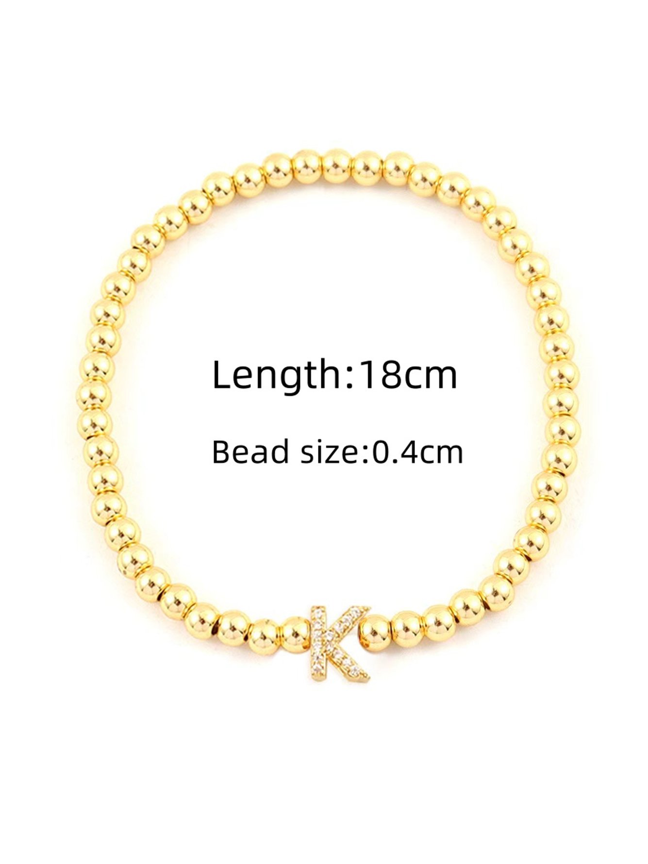 Gold Beaded Initial K Bracelet