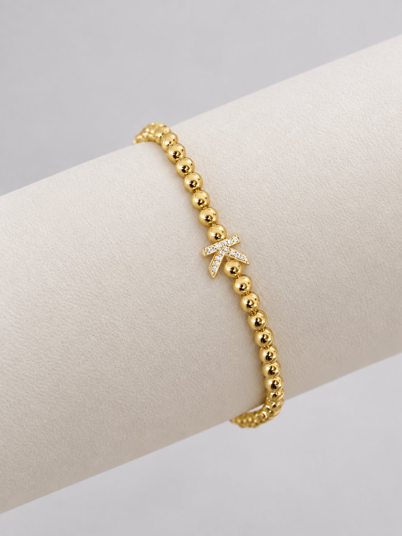 Gold Beaded Initial K Bracelet