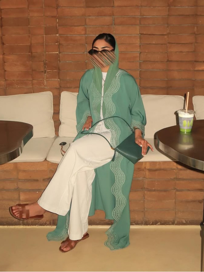 Green Solid Abaya