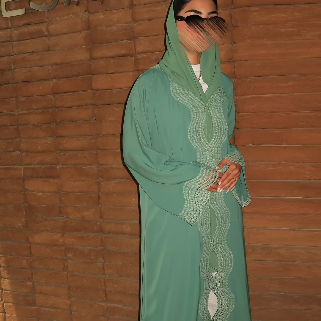 Green Solid Abaya