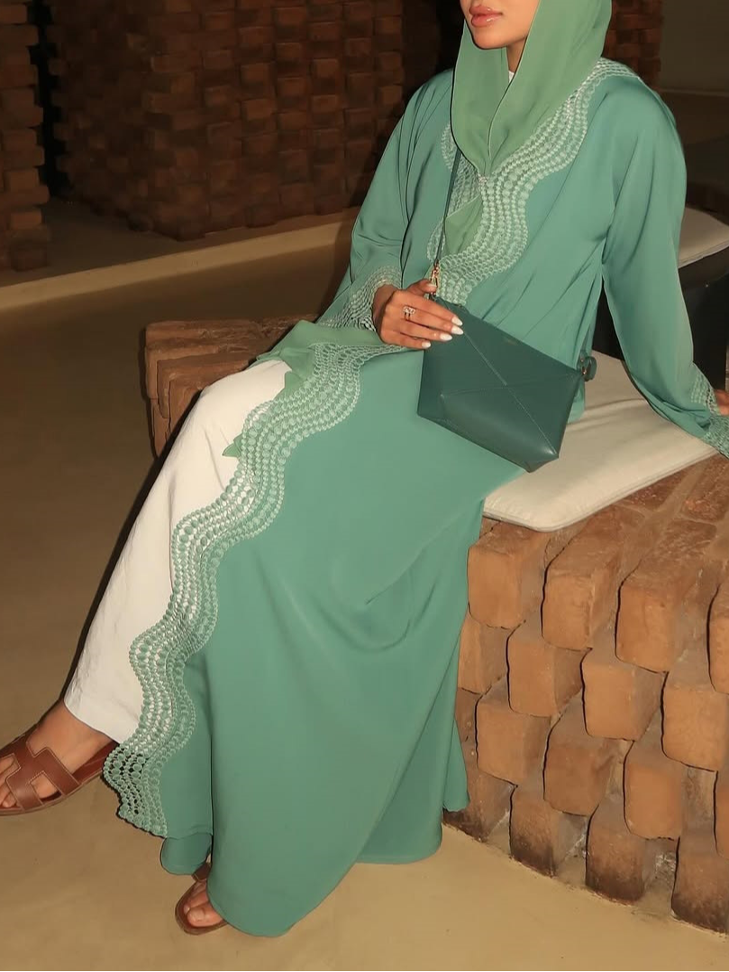Green Solid Abaya