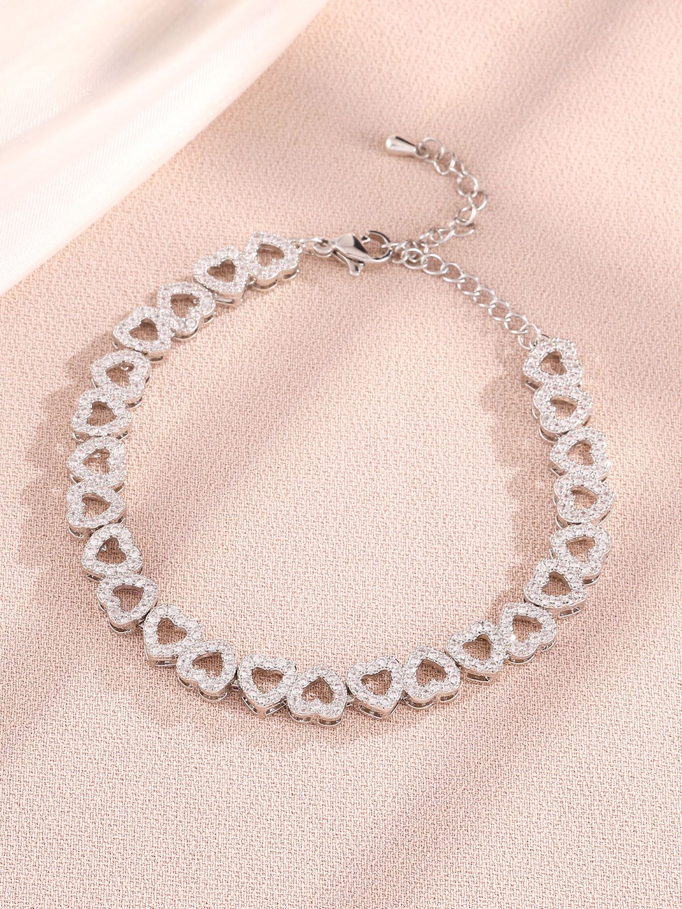 Silver Heart Link Bracelet