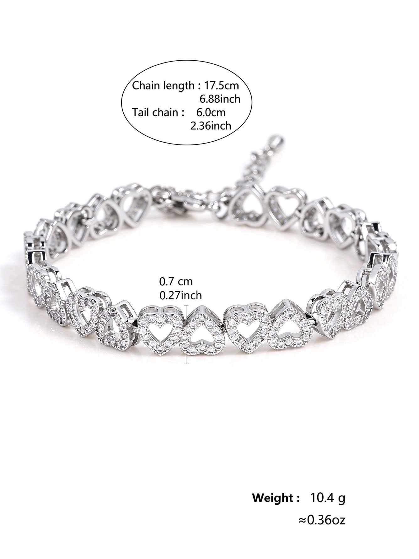 Silver Heart Link Bracelet