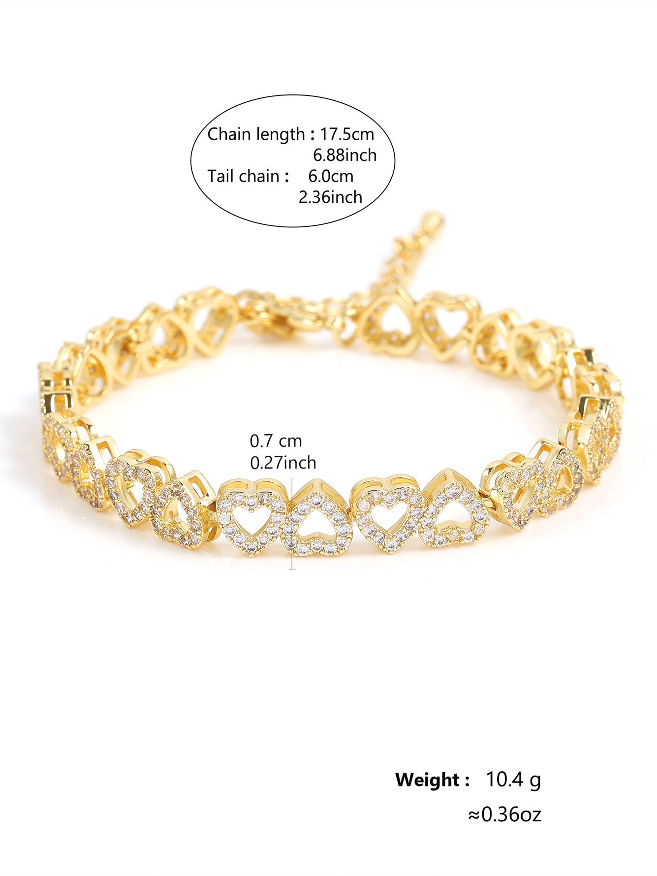 Gold Hollow Heart Diamond Bracelet