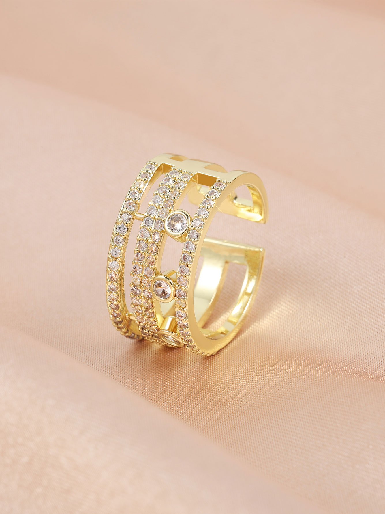 Set of 2 - Embellished Ring and Cuff Bracelet Jewelry Set