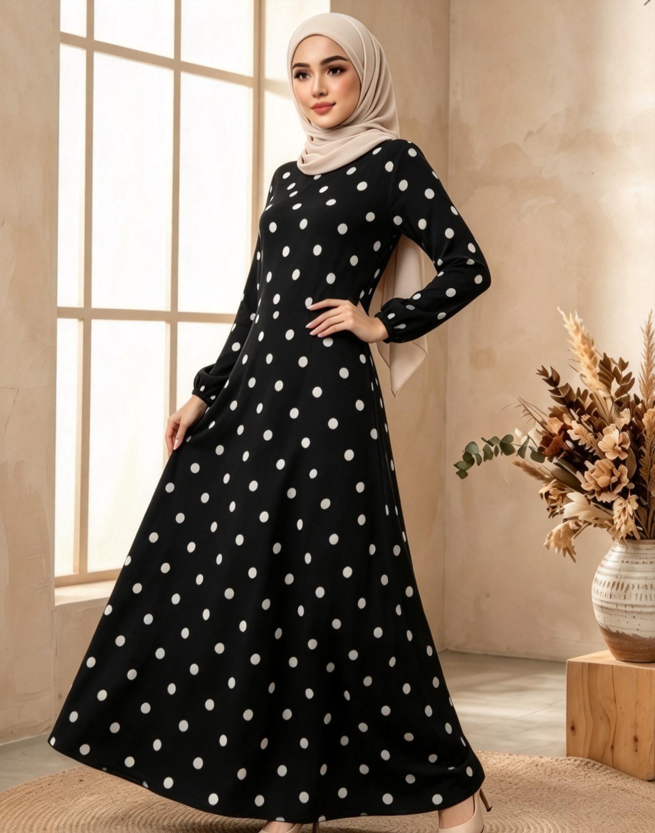 Black Printed Jalabiya