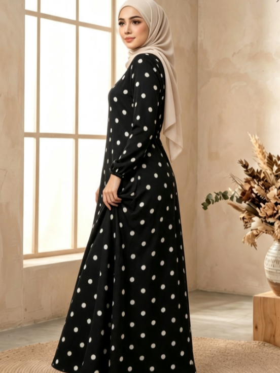 Black Printed Jalabiya