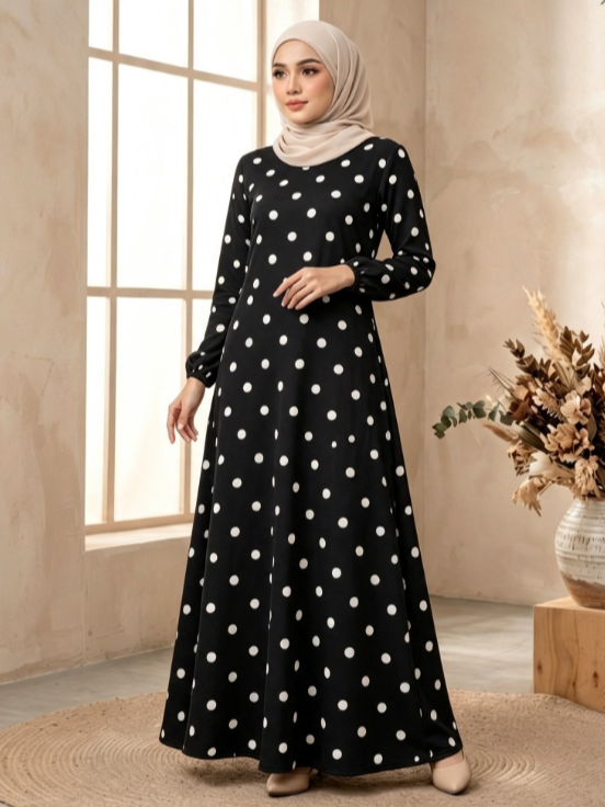 Black Printed Jalabiya