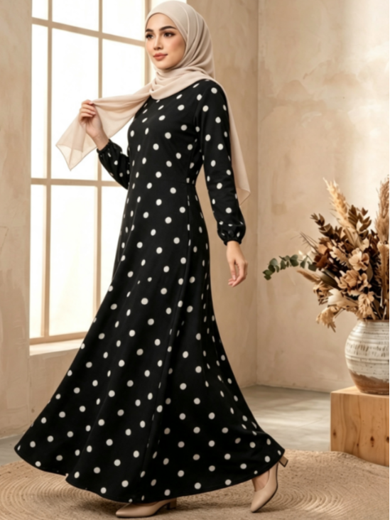 Black Printed Jalabiya