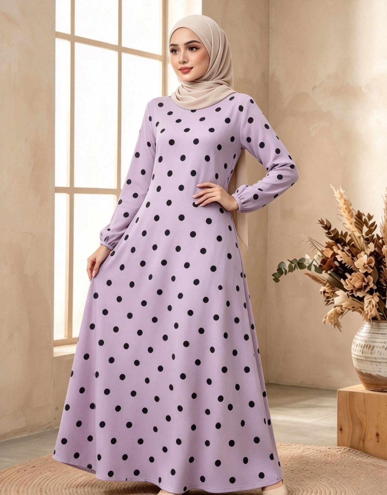 Purple Printed Jalabiya