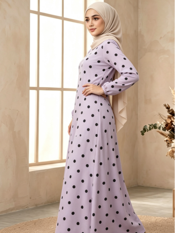 Purple Printed Jalabiya