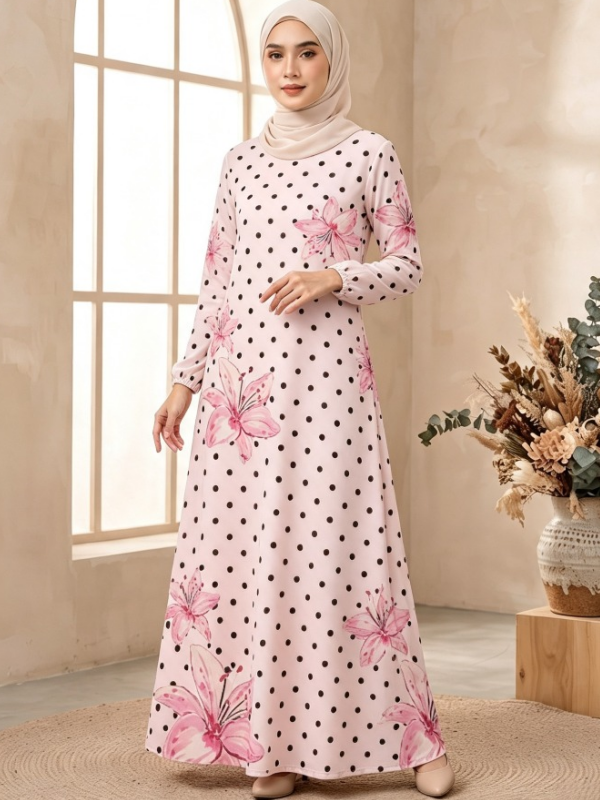Pink Printed Jalabiya
