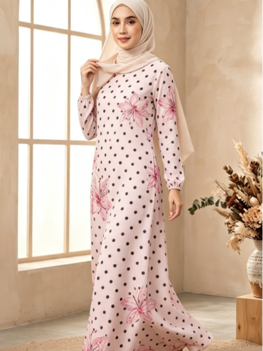 Pink Printed Jalabiya