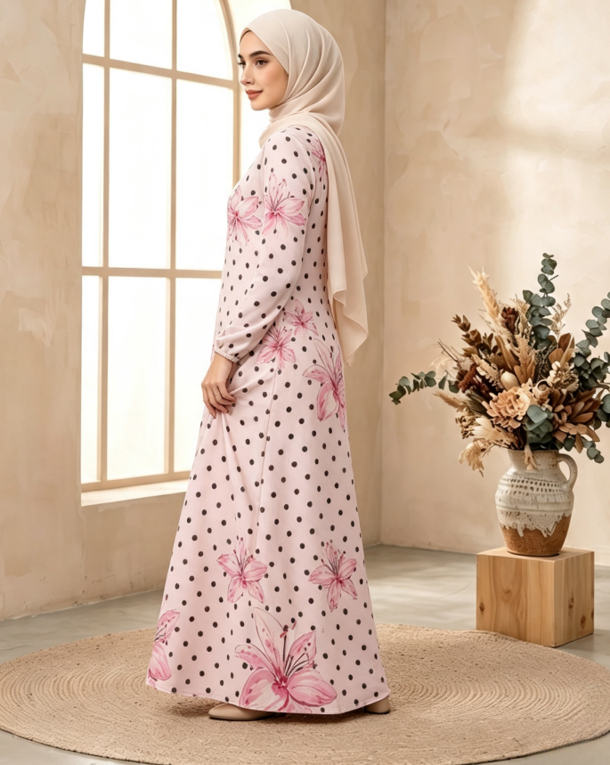 Pink Printed Jalabiya